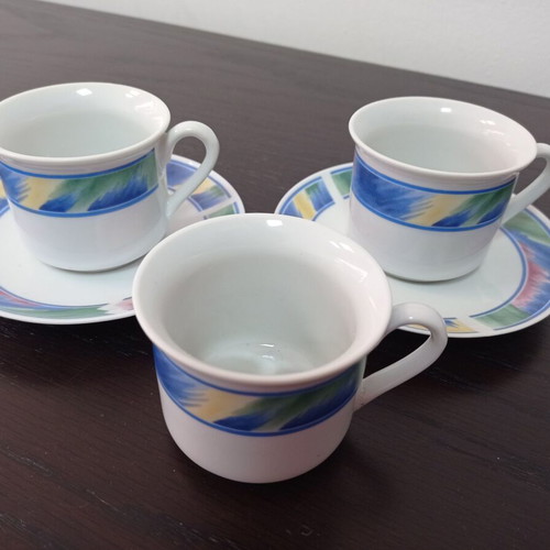 Coffee glass cups used, set of 3 cups and 2 saucers