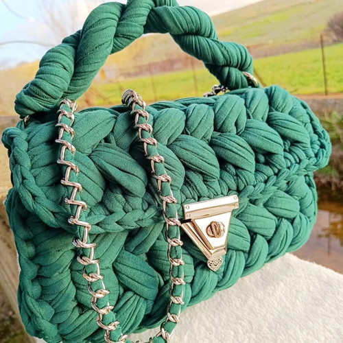Handmade knitted bubble bag made to order with chain
