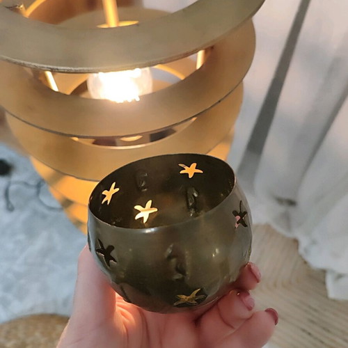 Bronze candlestick like new with natural patina and vintage style