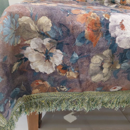 Vintage decorative floral fabric with fringes