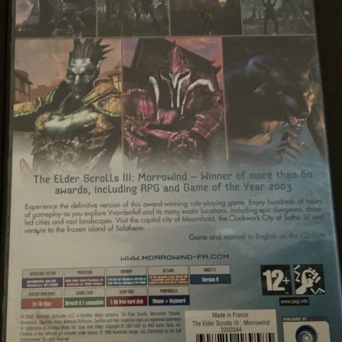 Elder Scrolls Morrowind PC game used with 2 extension CDs