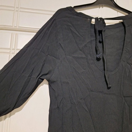 Dixie black thin blouse with V back like new, size M