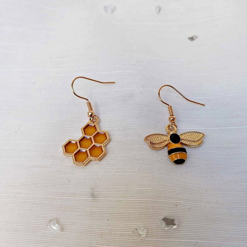 Melissoula earrings new, gold-plated stainless steel with enamel