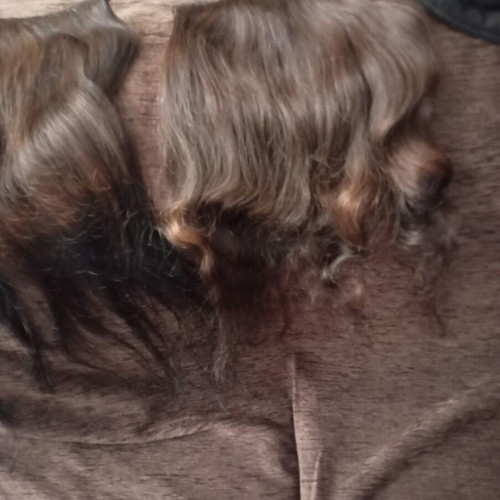 Hair extensions with clips dark brown, like new, set of 3