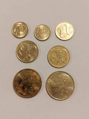 Cyprus coins used, set of 7 pieces (1998-2001)