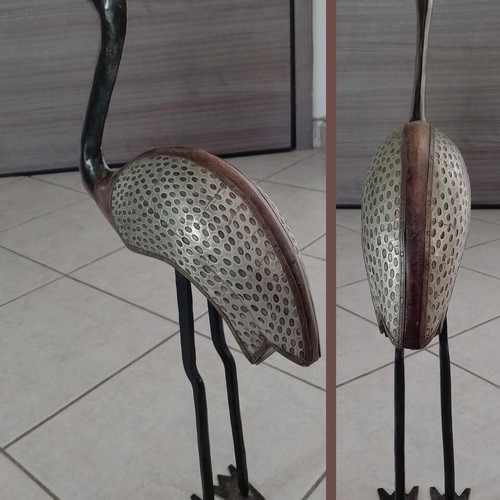 Decorative wooden and metal bird figurine