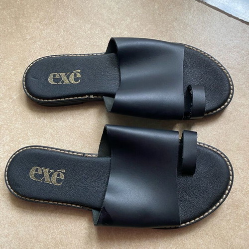 Exe black flat summer shoes size 38 like new