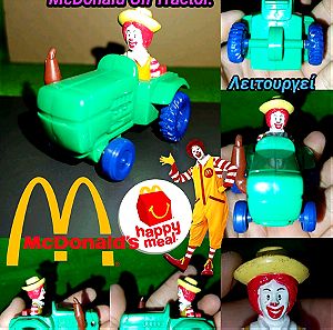 1995 McDonald's McFarm Happy Meal Toy - Ronald McDonald On Tractor figure Toy Vintage Τρακτέρ όχημα