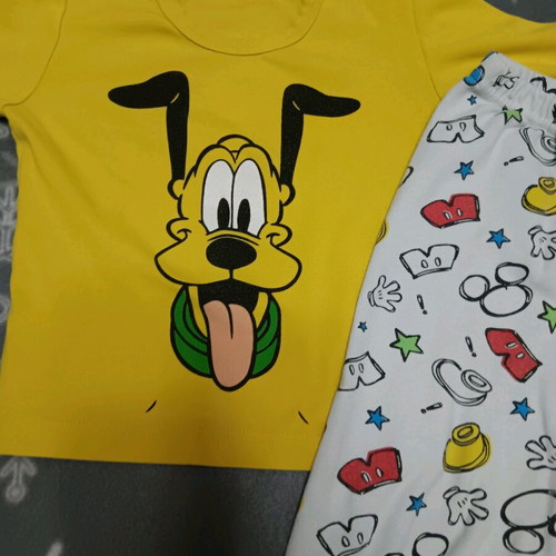 Cotton pajamas set boy 98cm like new, white and yellow