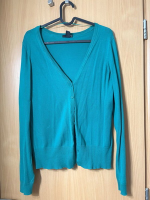 H&M thin cardigan petrol like new with V-neck and buttons