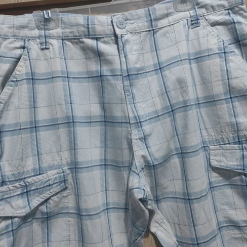 Men's bermuda shorts used, cotton, white and turquoise