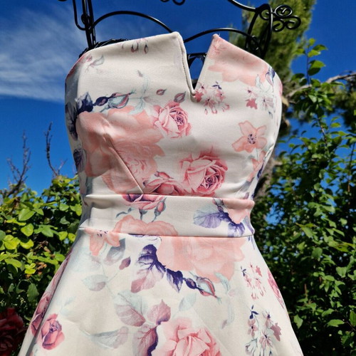 Floral strapless dress like new, Blue Vanilla, size Small
