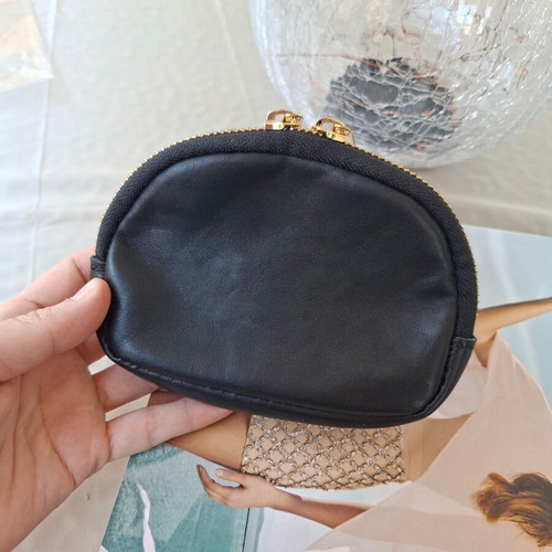 Leather wallet with high-quality fur, new