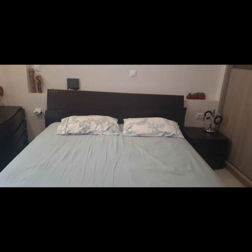 Complete bedroom set with double bed, 2 nightstands, dressing table with Swarovski stones, solid oak wenge