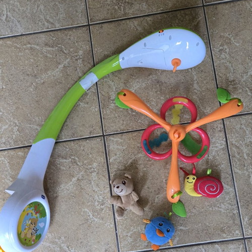 Chicco crib mobile like new with plush animals