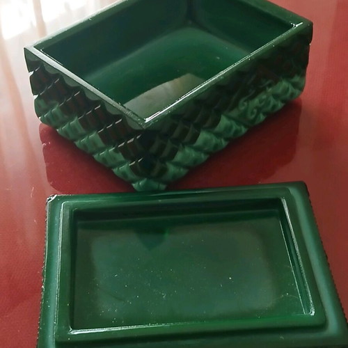 Czech malachite box with small defect