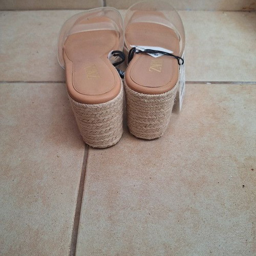 Zara clear platform sandals new with tags, size 37, beige