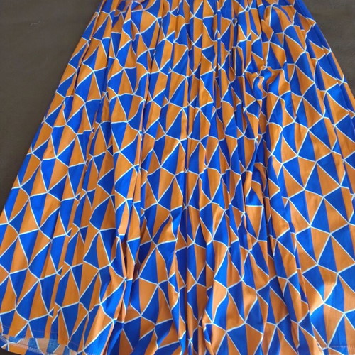 Statement long skirt like new, geometric blue and orange