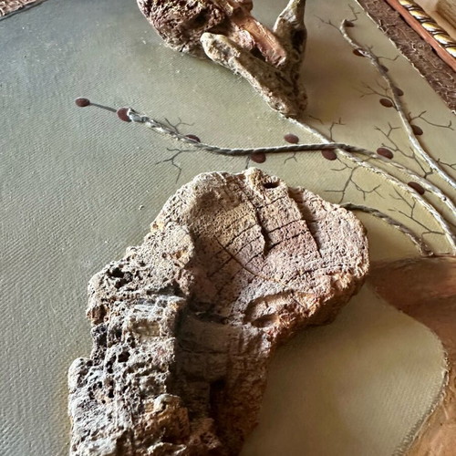 Handmade paintings from natural materials used, set of two