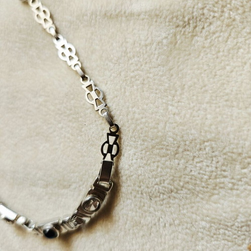 Silver bracelet 925 with dark blue and white stones, vintage