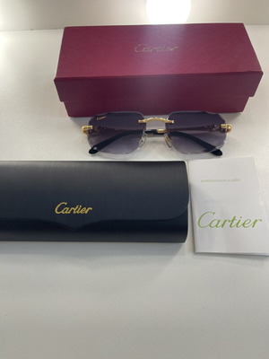 Cartier unisex γυαλιά ηλίου χωρίς σκελετό καινούργια, μαύρα και γκρι με διαβάθμιση