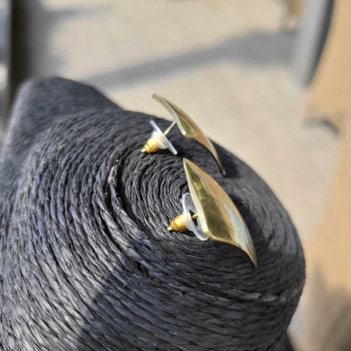 Bronze earrings, gold color, handmade accents