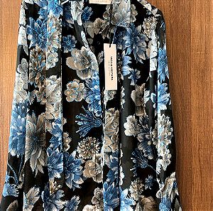Vassia Kostara Blue Icy Chrysanthemum Shirt L  Limited edition
