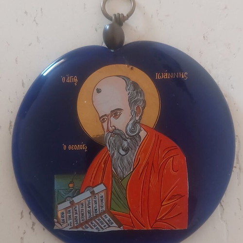 Saint John glass decoration with gilded details like new