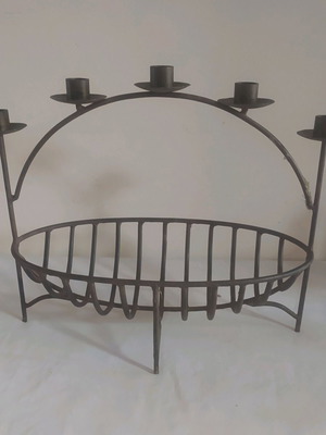 Metal handmade 5-candle candlestick new with fruit holder