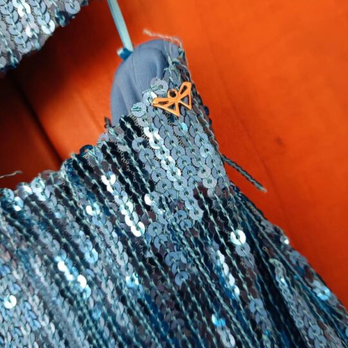 Enzzo midi dress with sequins, blue, size S
