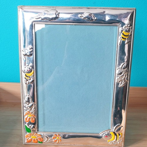 Silver-plated children's photo frame used, size 18×22.5