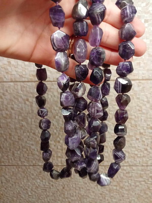 Vintage necklace with purple amethyst, like new, length 1.80m