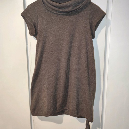 Brown short-sleeve blouse dress Large like new