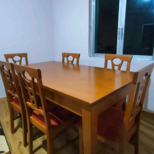 Dining set with extendable table 160x90 +50cm and 6 chairs like new
