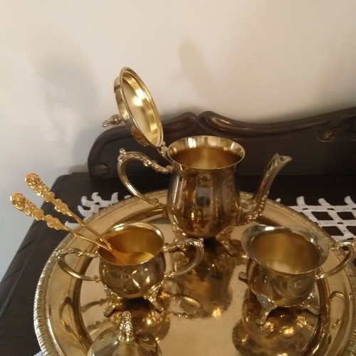 Gilded coffee set antique style, 6 pieces, like new