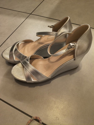 Silver platform sandals, size 40