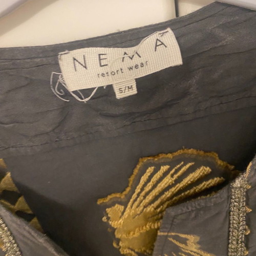 Nema dress gray with gold embroidery used, size S/M