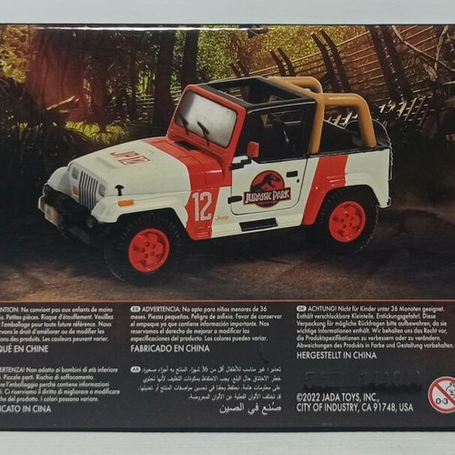 Jada Toys 2022 Jurassic Park 1992 Jeep Wrangler 1:24 Die-Cast Toy Car New