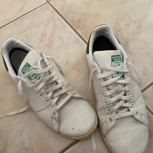 Adidas Stan Smith casual shoes used, size 45 1/3, white and green