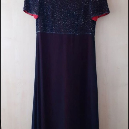 Vintage maxi evening dress with embroidered bust, C&A