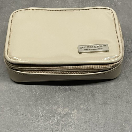 Burberry toiletry bag with mirror, beige and silver