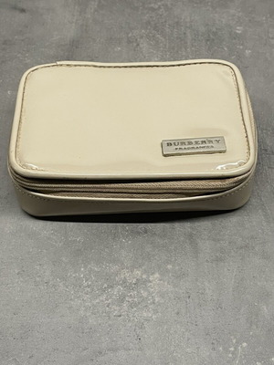 Burberry toiletry bag with mirror, beige and silver