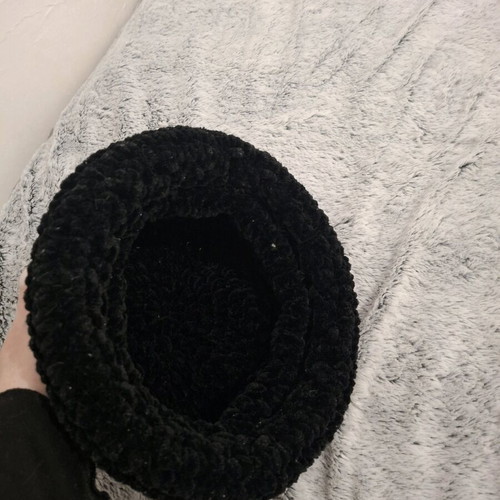 Knitted hat used, vintage, black, one size