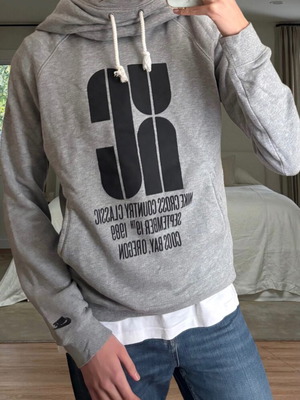 Nike women's hoodie new, grey with black letters, size L