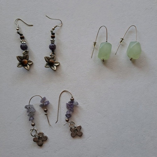 Handmade earrings used, set of 3 pairs faux bijoux