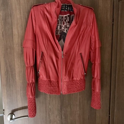 Leather jacket red new, size medium