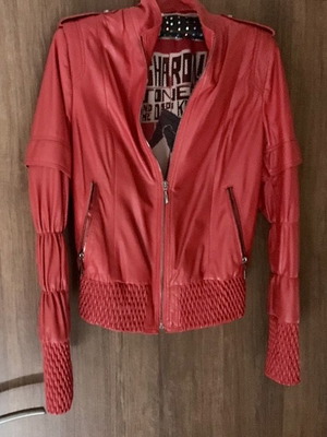 Leather jacket red new, size medium