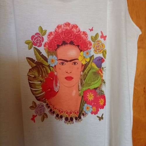 Frida Kahlo Tank Top like new, white, medium, racerback