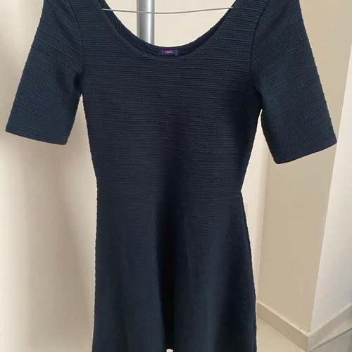 Superdry Black Textured Skater Dress Small like new