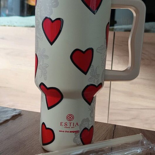 Straw tumbler 900ml Estia Home Art thermos new